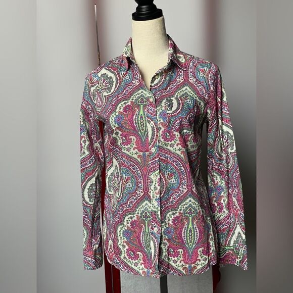 Talbots Multicolored Paisley Button Down Top (Size: XS) - Picture 3 of 12